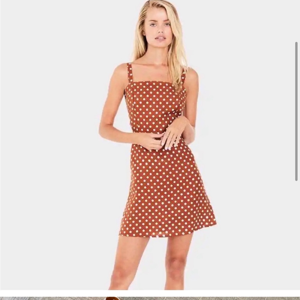 faithful the brand stepper cinnamon polka dot tie cutout dress - Picture 4 of 9